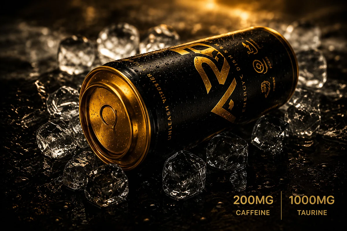 Cold ARI Energy Drink can on ice