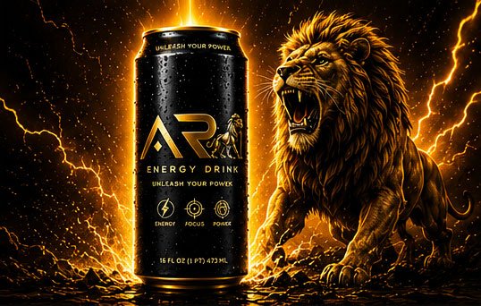 ARI Energy Drink and lion
